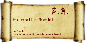 Petrovitz Mendel névjegykártya